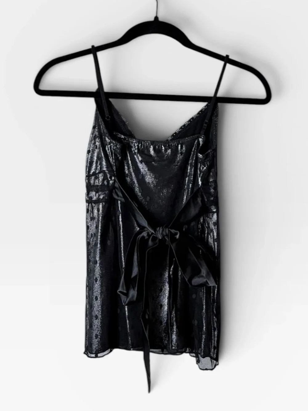 Jane Norman Vintage Black Lace‎ Babydoll Camisole Size 12 Tank Top (Q)